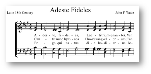 Adeste fideles laeti triumphantes Venite, venite in Bethlehem Natum videte, Regem angelorum Venite adoremus, venite adoremus Venite adoremus Dominum.