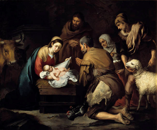 Este año escojo este cuadro de Murillo de “La adoración de los pastores” para ilustrar el post navideño. Me gusta por su sobriedad… sin ángeles, ni reyes… sólo los pastores viejos y barbudos, descalzos y humildes, adorando al niño…