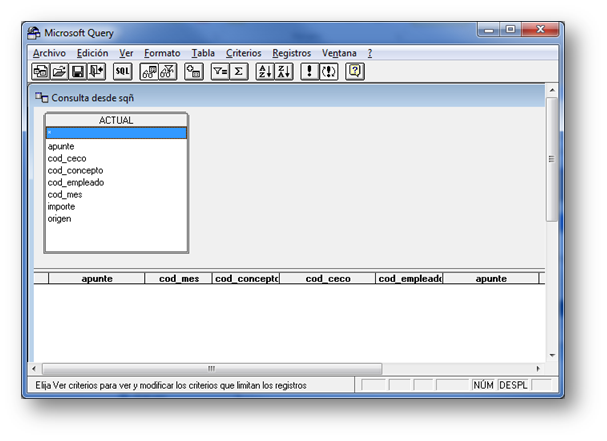 Microsoft Query sigue estando presente dentro de la instalación de Microsoft Excel 2010 Business Intelligence.