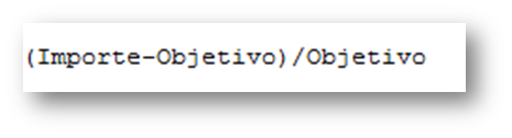 (importe-Objetivo)/objetivo