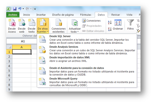 Imporar datos desde otras fuentes en Microsoft Excel