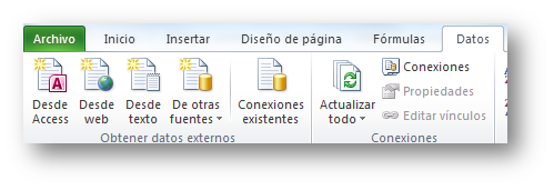 Características Business Intelligence de Excel para importar datos.